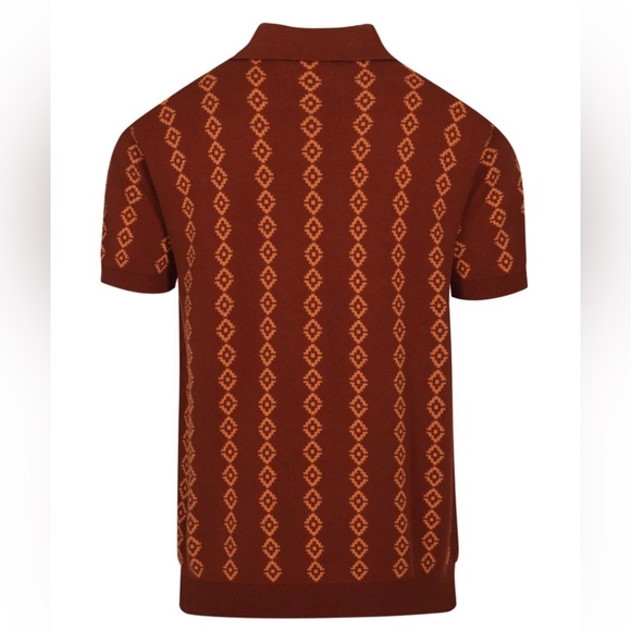 OXKNIT MEN'S DARK BROWN THE SEBASTIAN KNIT POLO SHIRT - Picture 2 of 6